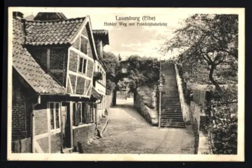 AK Lauenburg a. Elbe, Hohler Weg mit Friedrichsbrücke