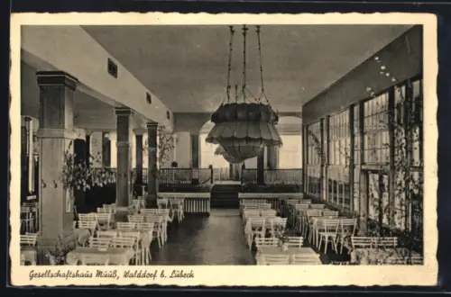 AK Walddorf b. Lübeck, Gesellshcaftshaus Muuss, Innenansicht
