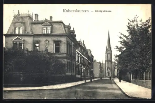 AK Kaiserslautern, Kirche und Gebäude in der Königstrasse