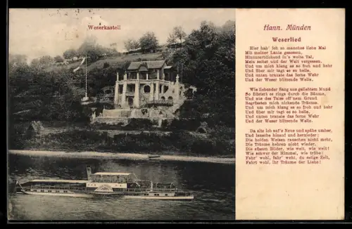 AK Raddampfer Kaiser Wilhelm vor dem Weserkastell