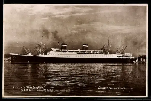 AK Passagierschiff S.S. Washington der United States Line vor der Küste