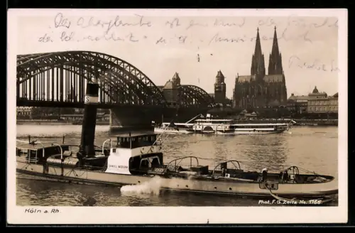 AK Köln a. Rh., Raddampfer Rheinstein und Schleppdampfer Daniel Morian