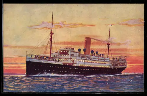 AK Passagierschiff Derfflinger vom Norddeutschen Lloyd Bremen in der Dämmerung