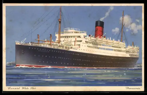 Künstler-AK Passagierschiff R.M.S. Franconia der Cunard White Star Line