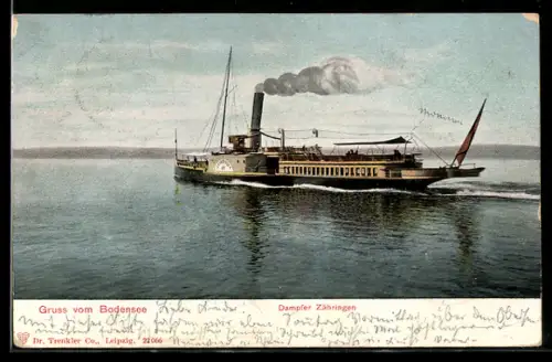 AK Dampfer Zähringen in Fahrt auf dem Bodensee