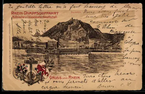 AK Raddampfer Borussia der Rhein-Dampfschiffahrt, Kölnische und Düsseldorfer Gesellschaft