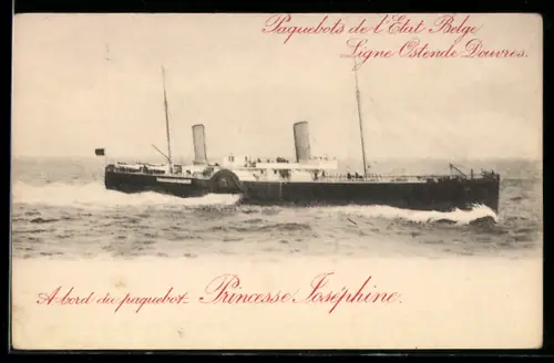 AK Belgisches Passagierschiff Princesse Joséphine der Linie Ostende-Douvres