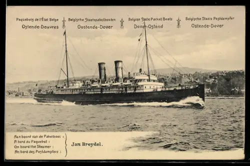 AK Belgisches Passagierschiff Jan Breydel der Linie Ostende-Dover