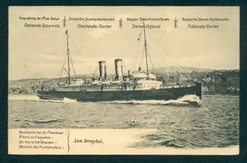 AK Belgisches Passagierschiff Jan Breydel der Linie Ostende-Dover