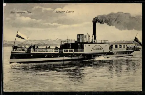 AK Raddampfer Ludwig auf dem Starnberger See