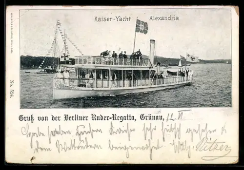 AK Kaiser-Yacht Alexandria bei der Ruder-Regatta in Grünau