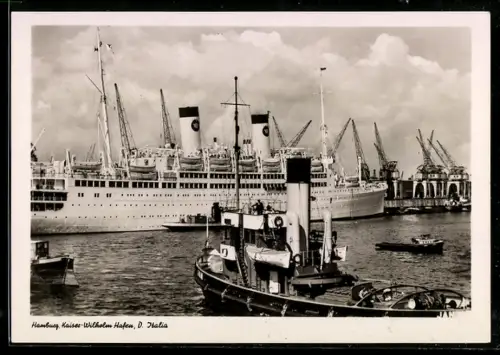 AK Hamburg, Dampfer Italia im Kaiser-Wilhelm-Hafen, Passagierschiff