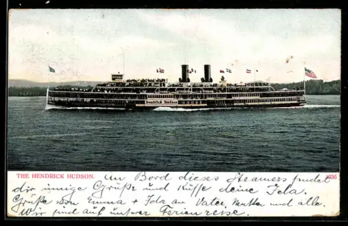 AK Passagierschiff Hendrick Hudson querab von Backbord
