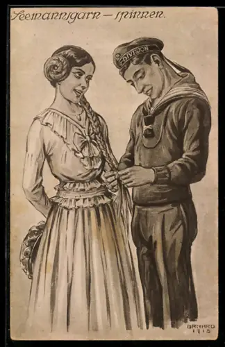 AK Matrose einer Matrosen-Divison mit seiner Liebsten