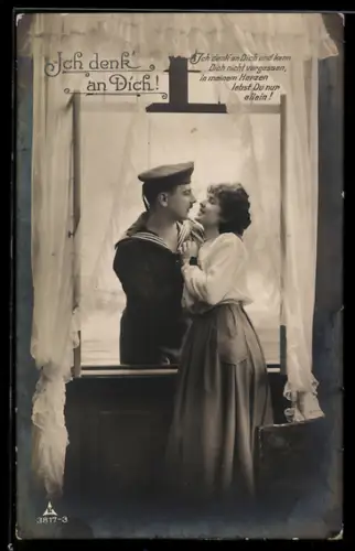 AK Matrose einer Torpedoboots-Flottille mit seiner Liebsten am Fenster