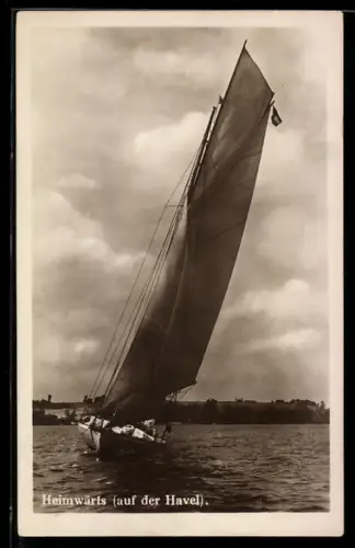 AK Segelboot auf der Havel auf heimatlichem Kurs, Segelsport