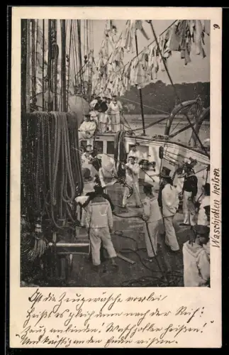 AK Matrosen der Kaiserlichen Marine bei Arbeiten an Deck