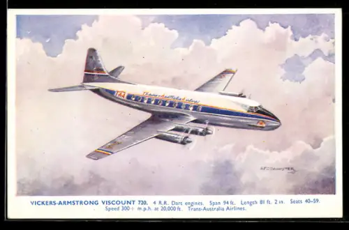 AK Flugzeug Vickers-Armstrong Viscount 720, Trans-Australia Airlines, über den Wolken