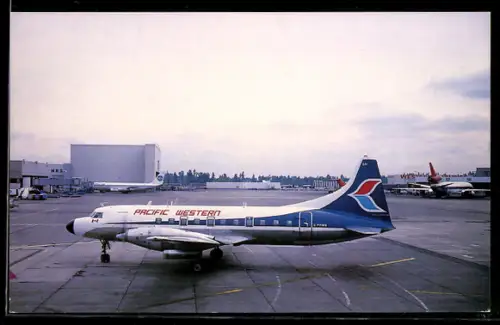 AK Passagierflugzeug Convair CV-640 der Pacific Western Airlines auf dem Flugplatz Seattle-Tacoma