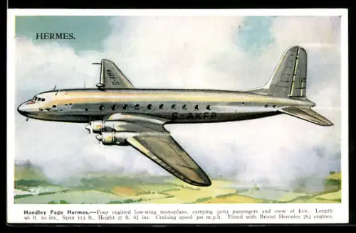 AK Handley Page Hermes, Four engined low-wing monoplane, Flugzeug in der Luft