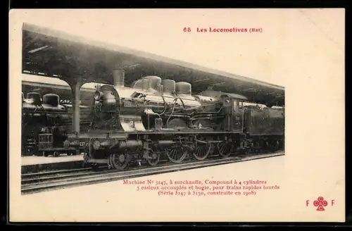 AK Französische Eisenbahn-Lokomotive Est No 3147