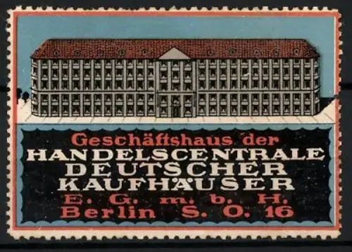 Reklamemarke Berlin, Handelscentrale Deutscher Kaufhäuser, Geschäftshaus Gebäude