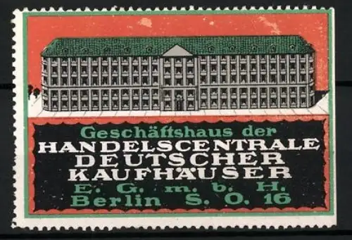 Reklamemarke Berlin, Geschäftshaus der Handelscentrale Deutscher Kaufhäuser, Gebäudeansicht
