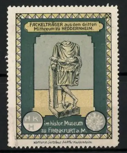 Reklamemarke Frankfurt a. M., Fackelträger aus dem dritten Mithraum, Skulptur