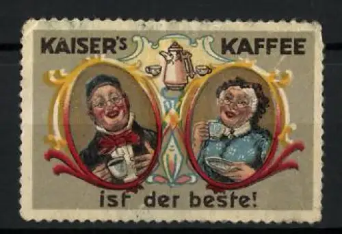 Reklamemarke Kaiser`s Kaffee, Fröhliche Kaffeetrinker