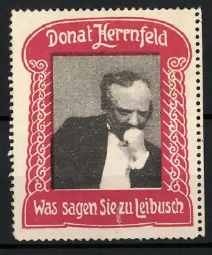 Reklamemarke Donat Herrnfeld, Was sagen Sie zu Leibusch, Schauspieler Porträt