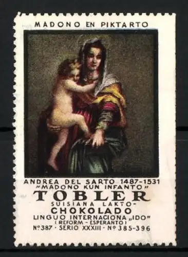 Reklamemarke Tobler, Chokolado, Madono kun Infanto, Madonna mit Kind