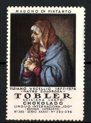 Reklamemarke Tobler Schokolade, Madono en Piktarto von Tiziano Vecellio
