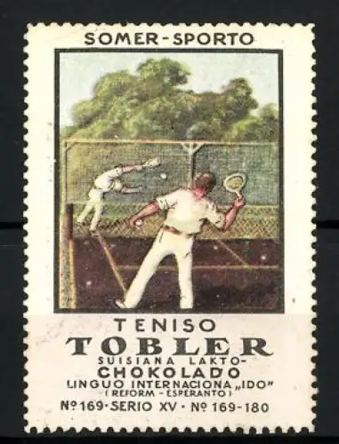 Reklamemarke Tobler Chokolado, Teniso, Tennis spielende Männer