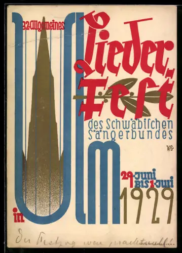 AK Ulm a. D., 32. Allgemeines Liederfest des Schwäbischen Sängerbundes 1929
