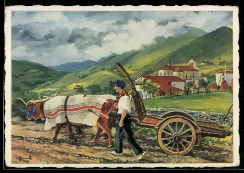 Künstler-AK Charles Homualk: Bauer auf dem Felde