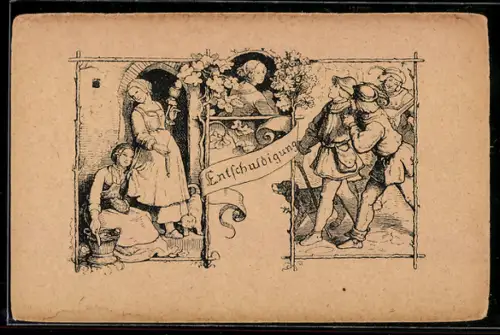 Künstler-AK Ludwig Richter: Wenn wir durch die Strassen ziehen