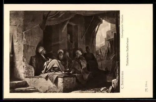 Künstler-AK Carl Spitzweg: Blick in ein türkisches Kaffeehaus