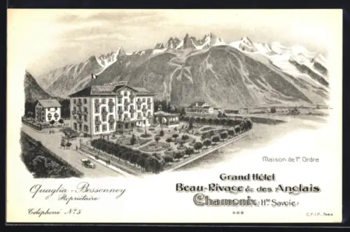 Künstler-AK Chamonix /Hte-Savoie, Grand Hotel Beau-Rivage & des Anglais