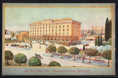 AK Avignon, Dominion-Hotel et ses environs animés