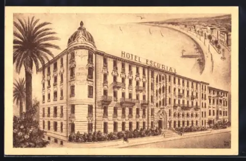 Künstler-AK Nice, Hotel Escurial