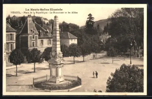 AK Vesoul /Haute-Saône, Place de la République, Le Monument et les Allées