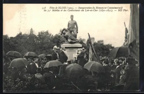 AK Blois, Inaugurtion du Monument Commémoratif du 75e Mobiles
