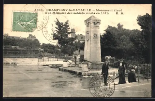 AK Champigny-la-Bataille, Moument élevé à la Memoire des soldats morts en 1870
