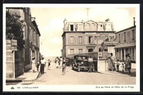 AK Lion-sur-Mer, Rue de Paris et Hotel de la Plage