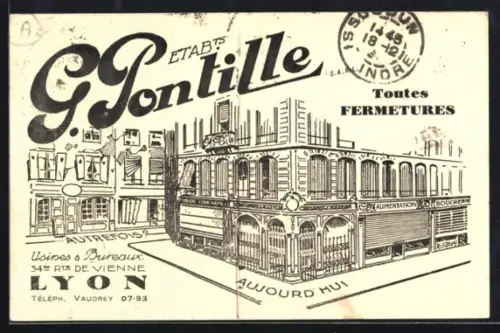 Künstler-AK Lyon, Usines a Bureaux, Rte de Vienne 34