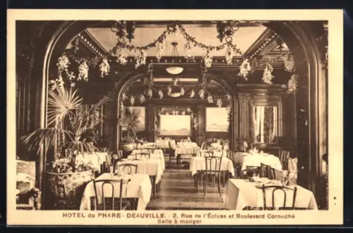 AK Deauville, Hotel du Phare, 2, Rue de l`Écluse et Boulevard Cornuché, Salle à manger