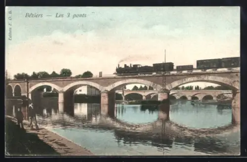 AK Béziers, Les 3 ponts, chemin de fer