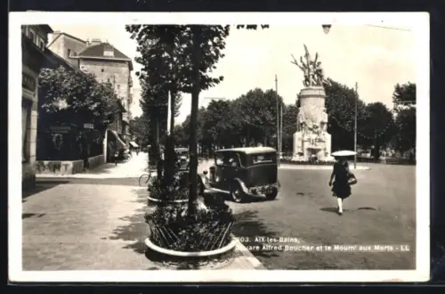 AK Aix-les-Bains, Square Alfred Boucher et le Monument aux Morts