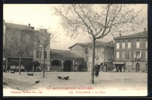 AK Villemur, La Place mit Tabak-Geschäft und Leuten