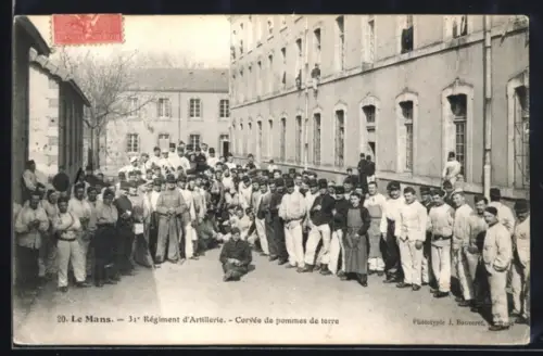 AK Le Mans, 31e Régiment d`ARtillerie, Corvée de pommes de terre